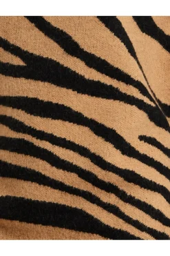 Women Liquorish Zebra Pattern High Neck Jumper In And Black