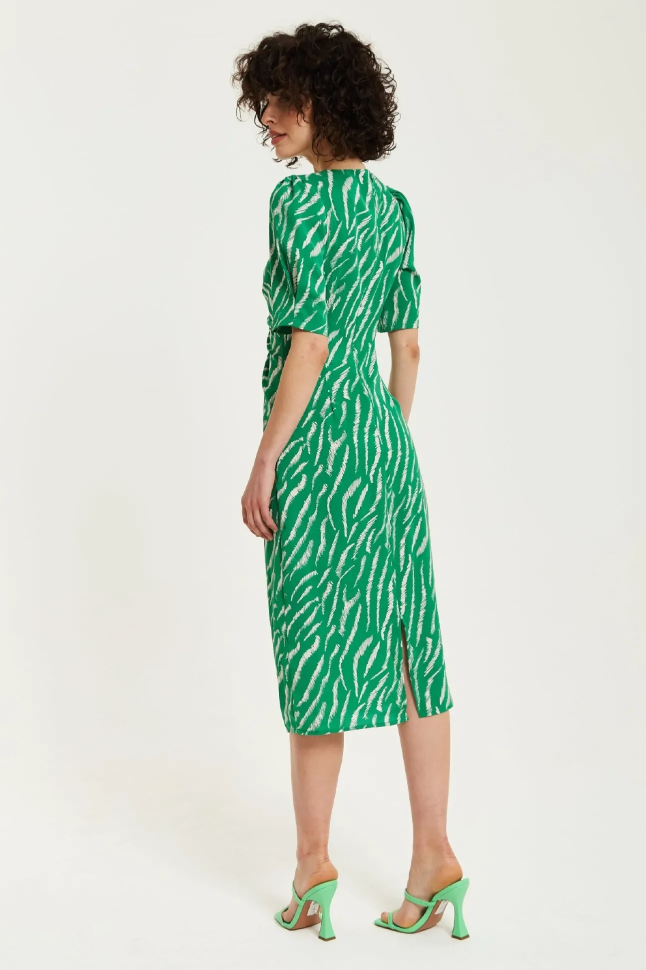 Women Liquorish Zebra Print Knot Front Midi Dress