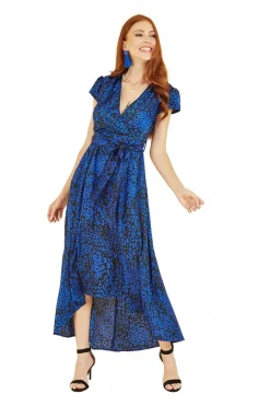 Women Mela London Animal Print Dip Hem Midi Wrap Dress
