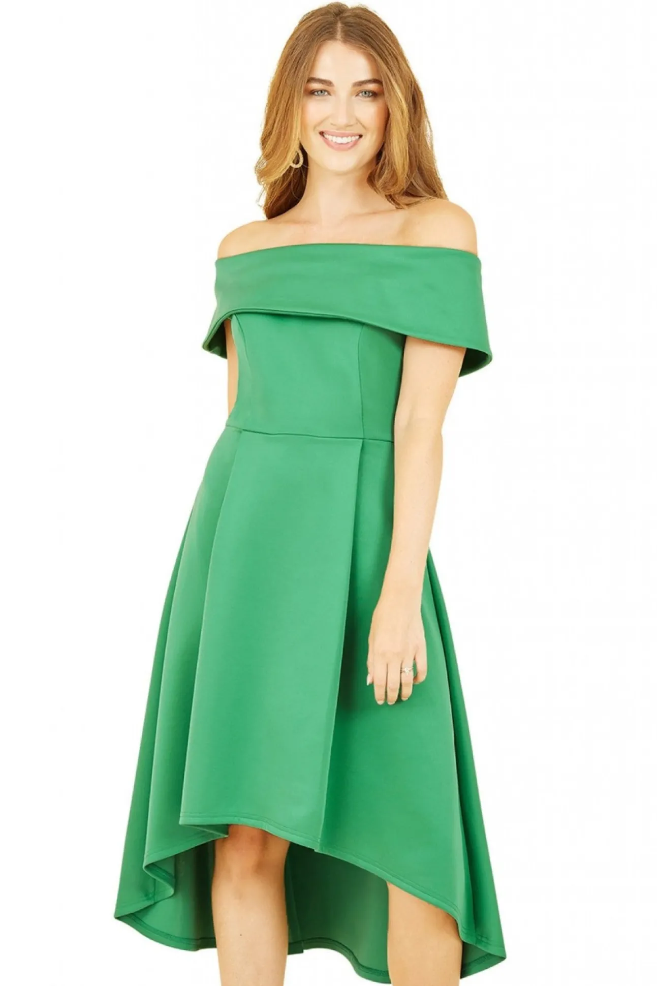 Women Mela London Bright Bardot Dipped Hem Dress