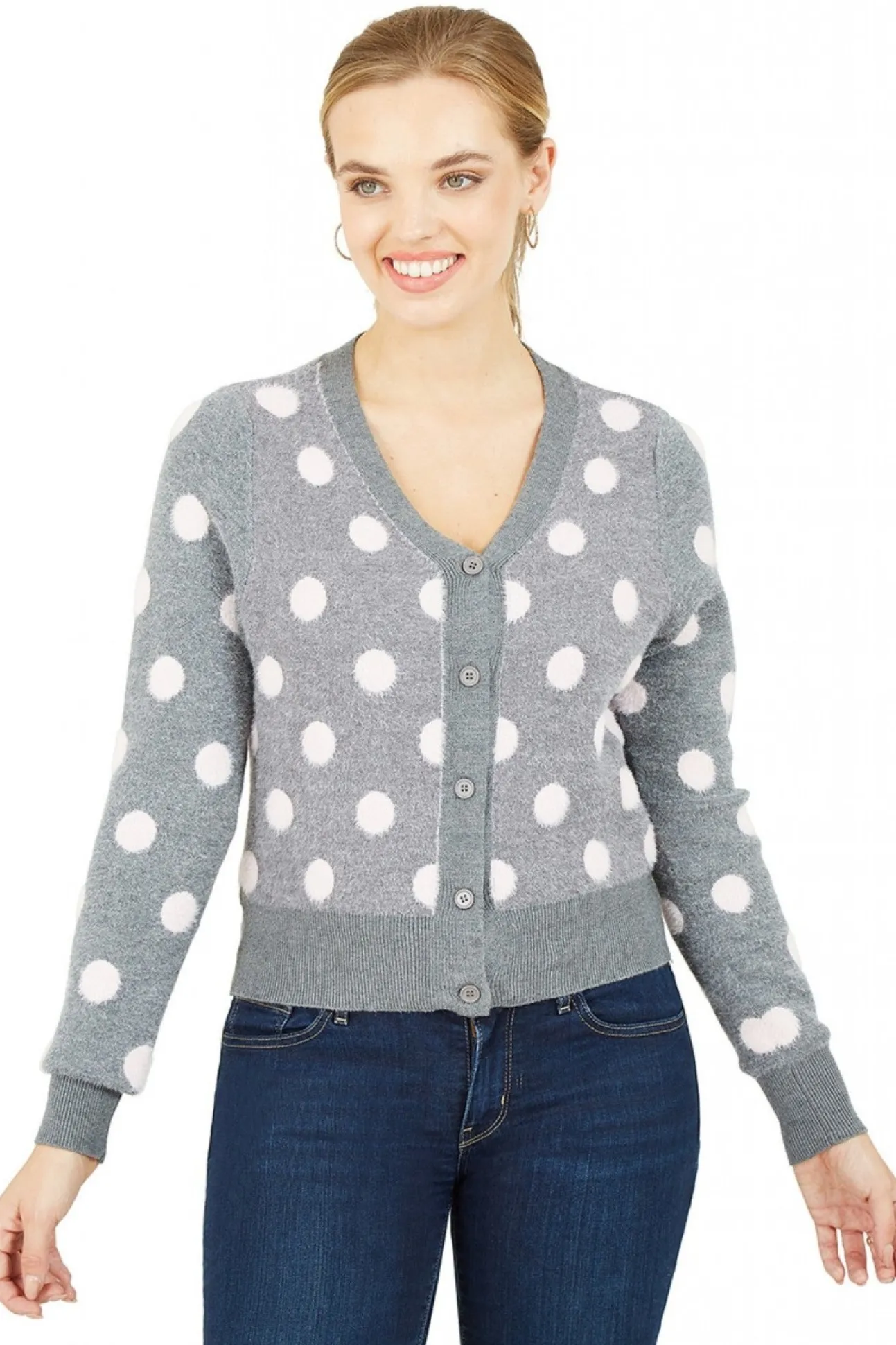 Women Mela London Buttoned Down Spot Cardigan
