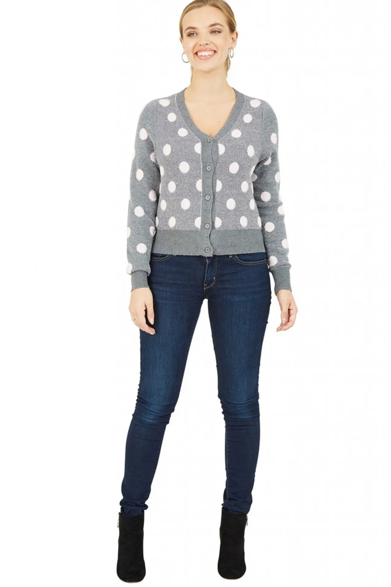 Women Mela London Buttoned Down Spot Cardigan