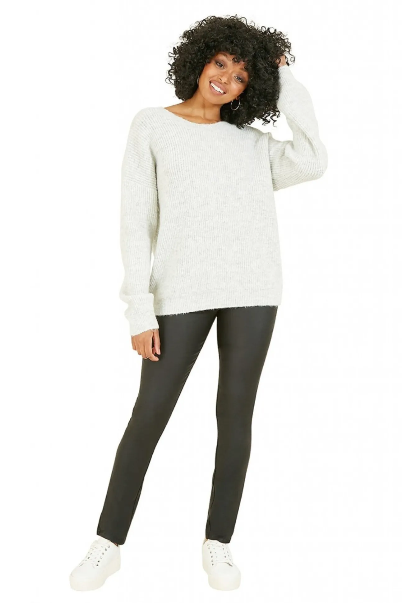 Women Mela London Diamante Button Knitted Jumper