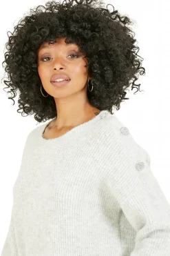 Women Mela London Diamante Button Knitted Jumper