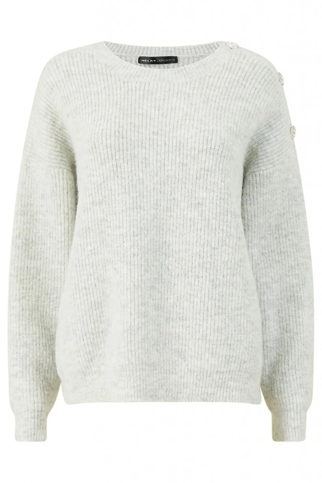 Women Mela London Diamante Button Knitted Jumper