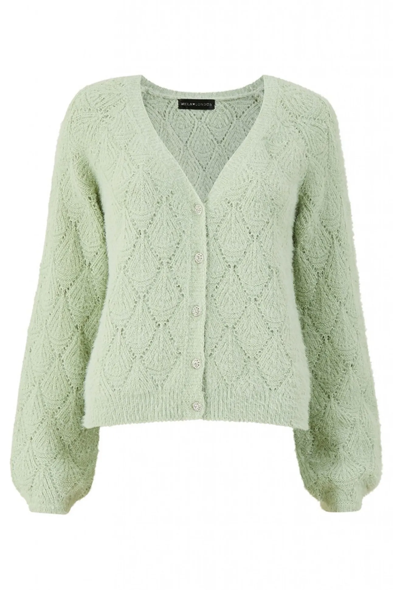 Women Mela London Diamond Stitch Knitted Cardigan