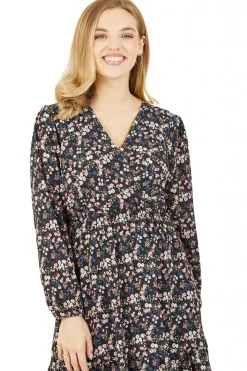 Women Mela London Ditsy Flower Print Wrap Layered Frill Dress