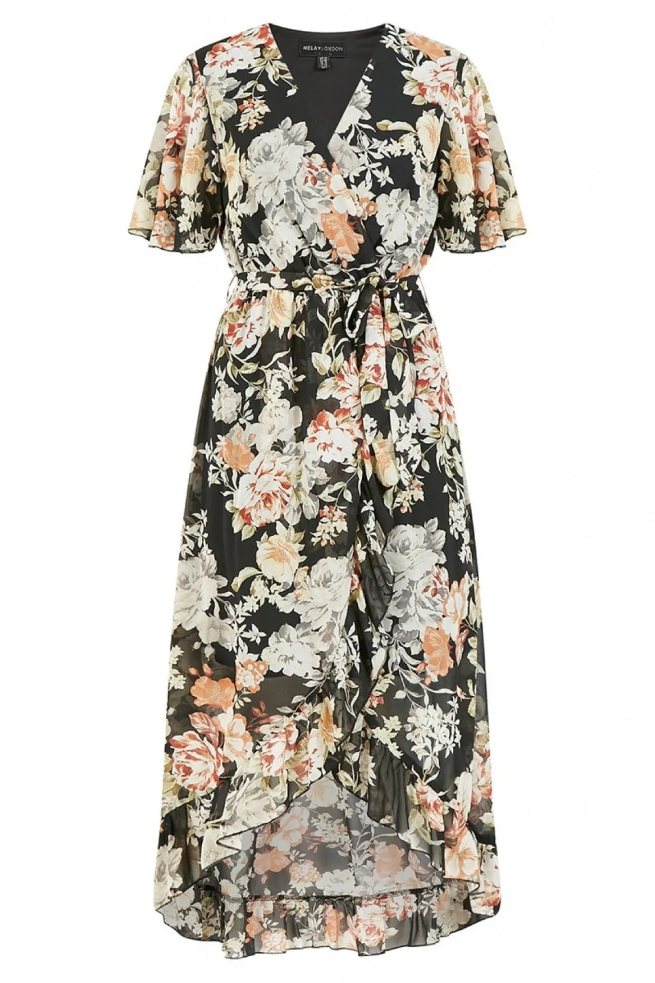 Women Mela London Floral High Low Wrap Dress