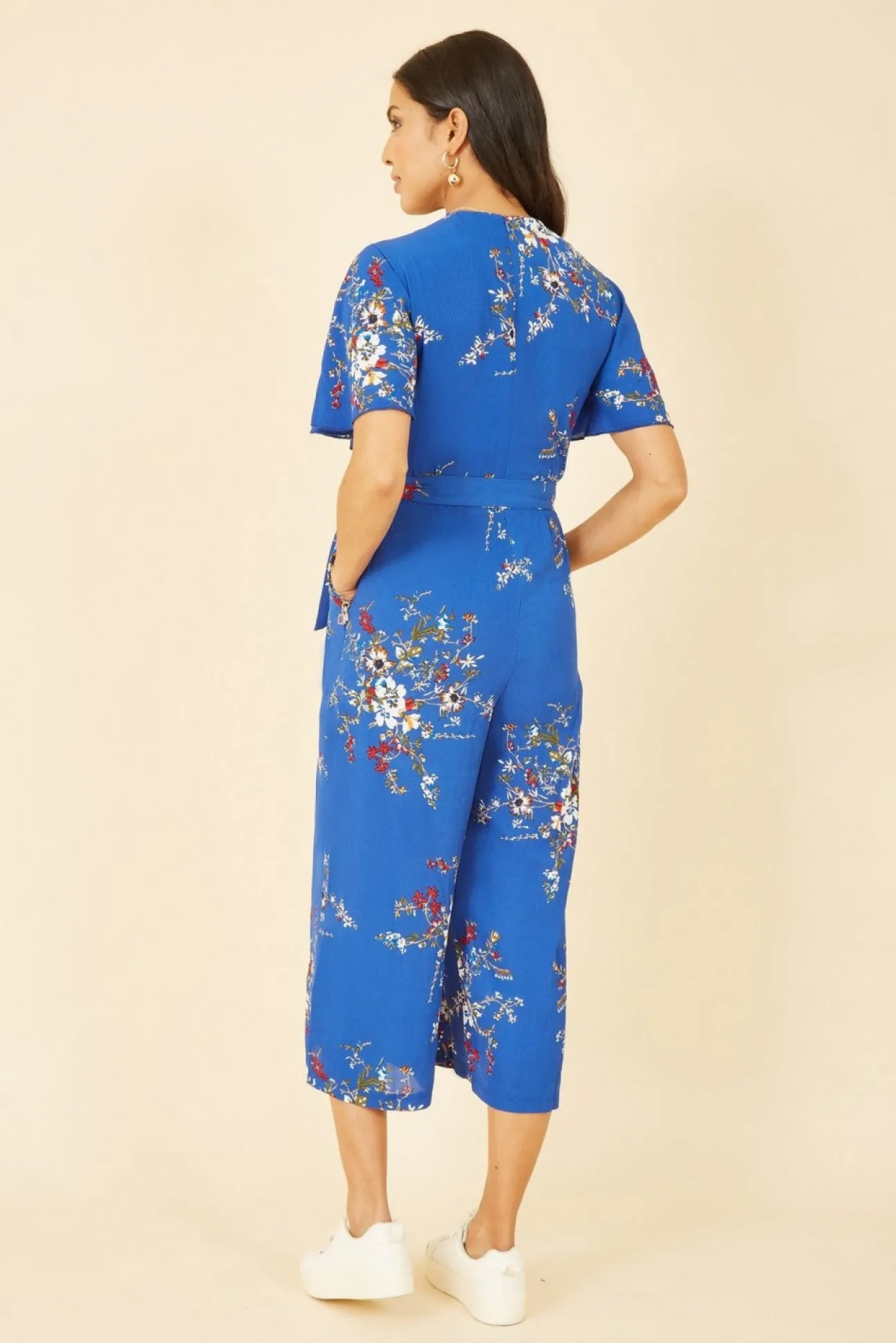 Women Mela London Floral Print Jumpsuit With Angel Sleeves