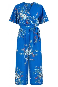 Women Mela London Floral Print Jumpsuit With Angel Sleeves