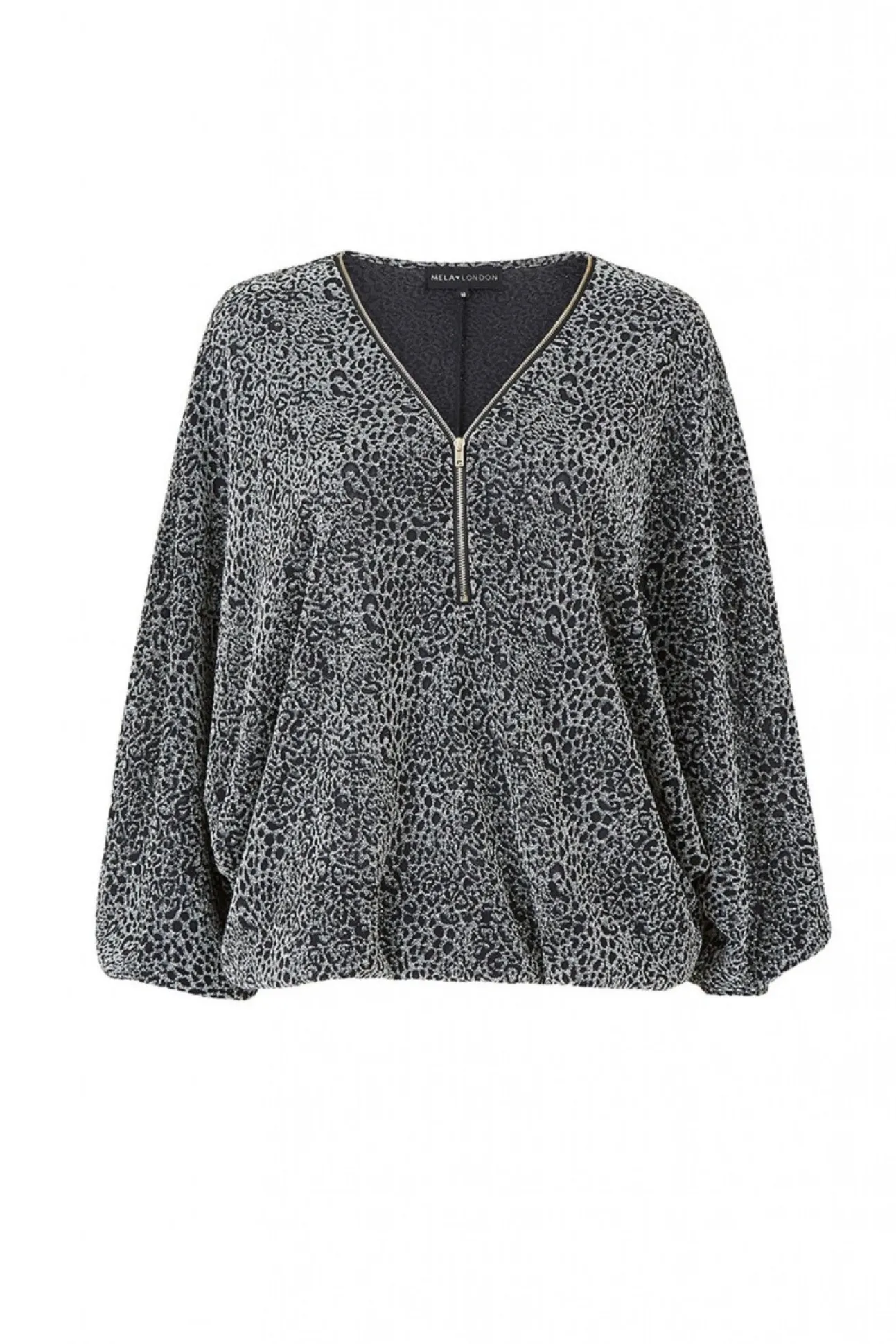 Women Mela London Leopard Zip Top