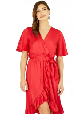 Women Mela London Satin Wrap Dress