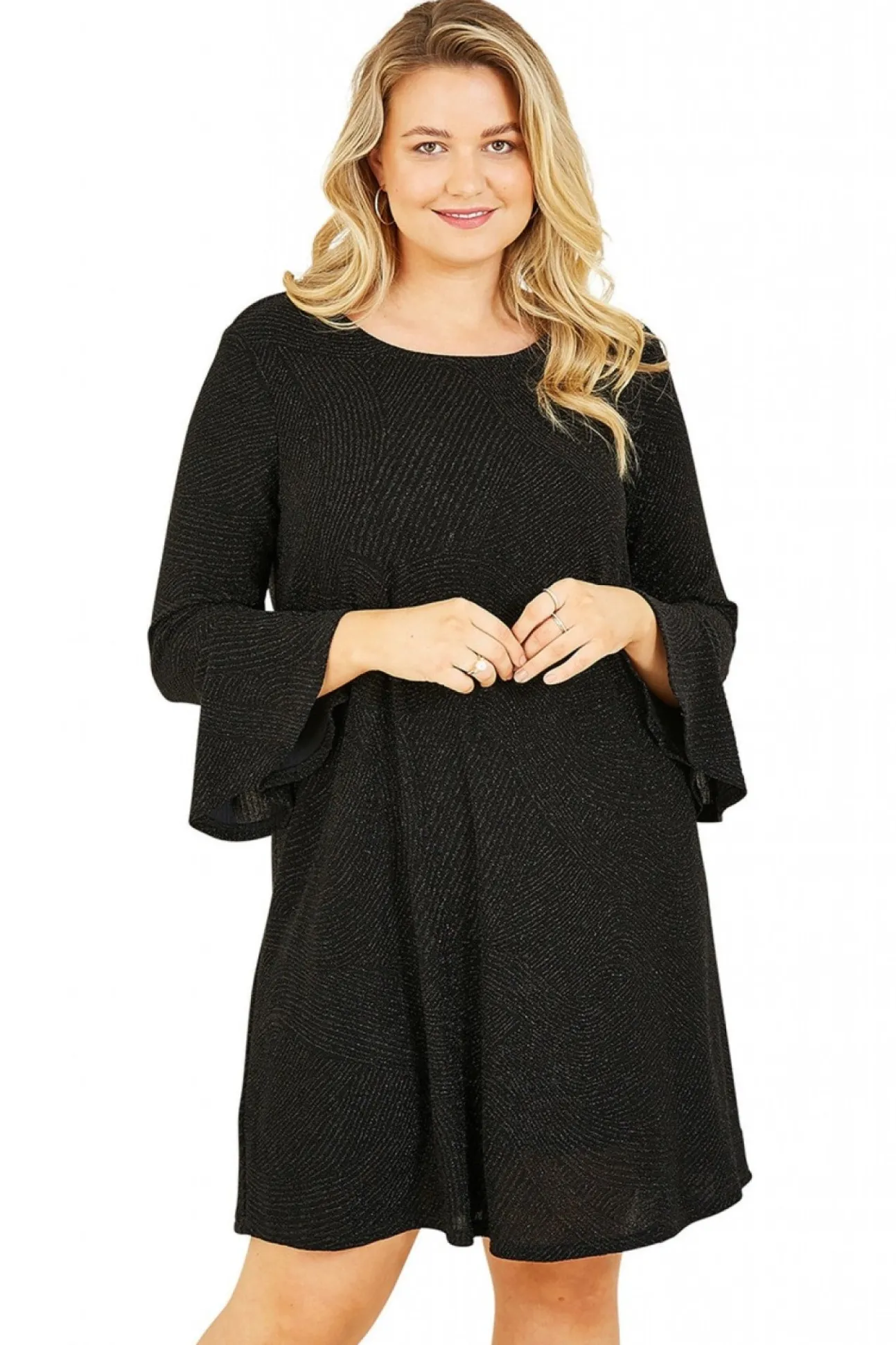 Women Mela London Sparkle Tunic With Fluted Sleeves
