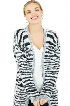 Women Mela London Zebra Knitted Edge To Edge Cardigan