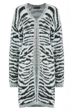 Women Mela London Zebra Knitted Edge To Edge Cardigan