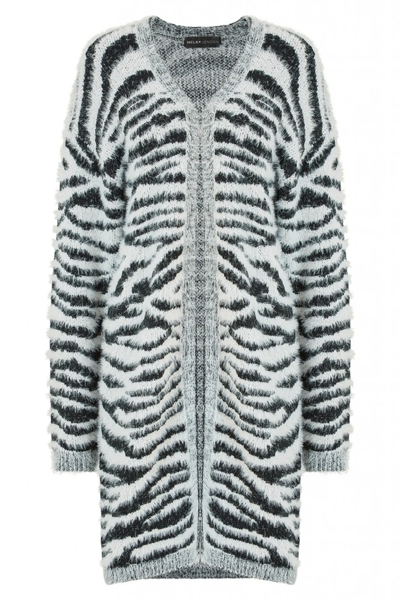 Women Mela London Zebra Knitted Edge To Edge Cardigan