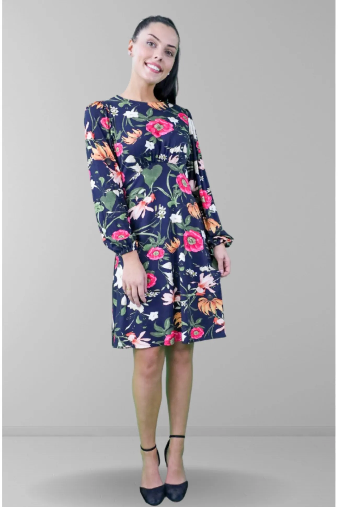 Women Signage Floral Print Skater Midi Dress