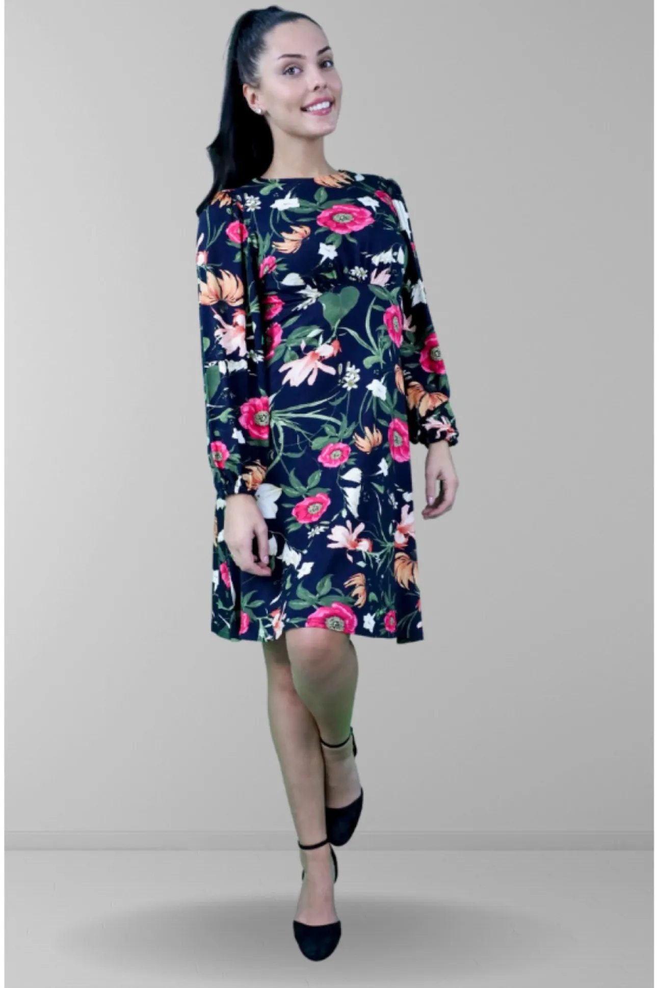 Women Signage Floral Print Skater Midi Dress