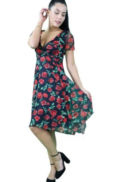 Women Signage Flower Print Wrap Dress