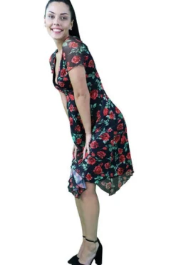 Women Signage Flower Print Wrap Dress