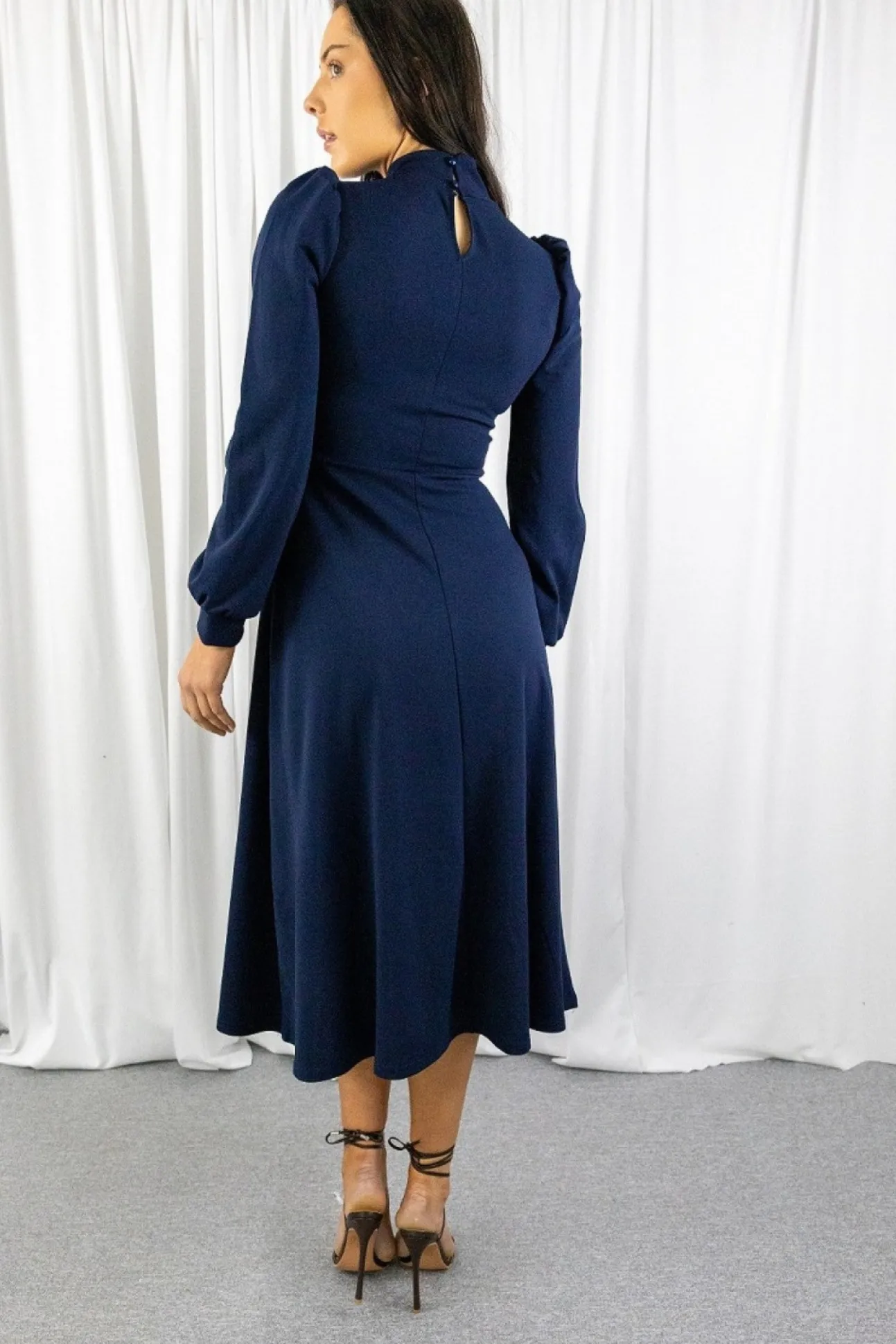 Women Signage Long Sleeve Turtle Neck Midi Dress