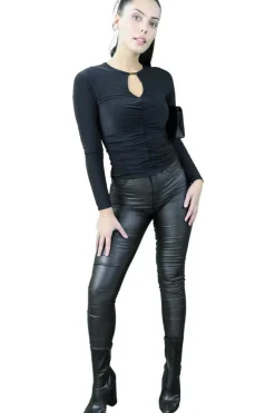 Women Signage Pu Legging Casual