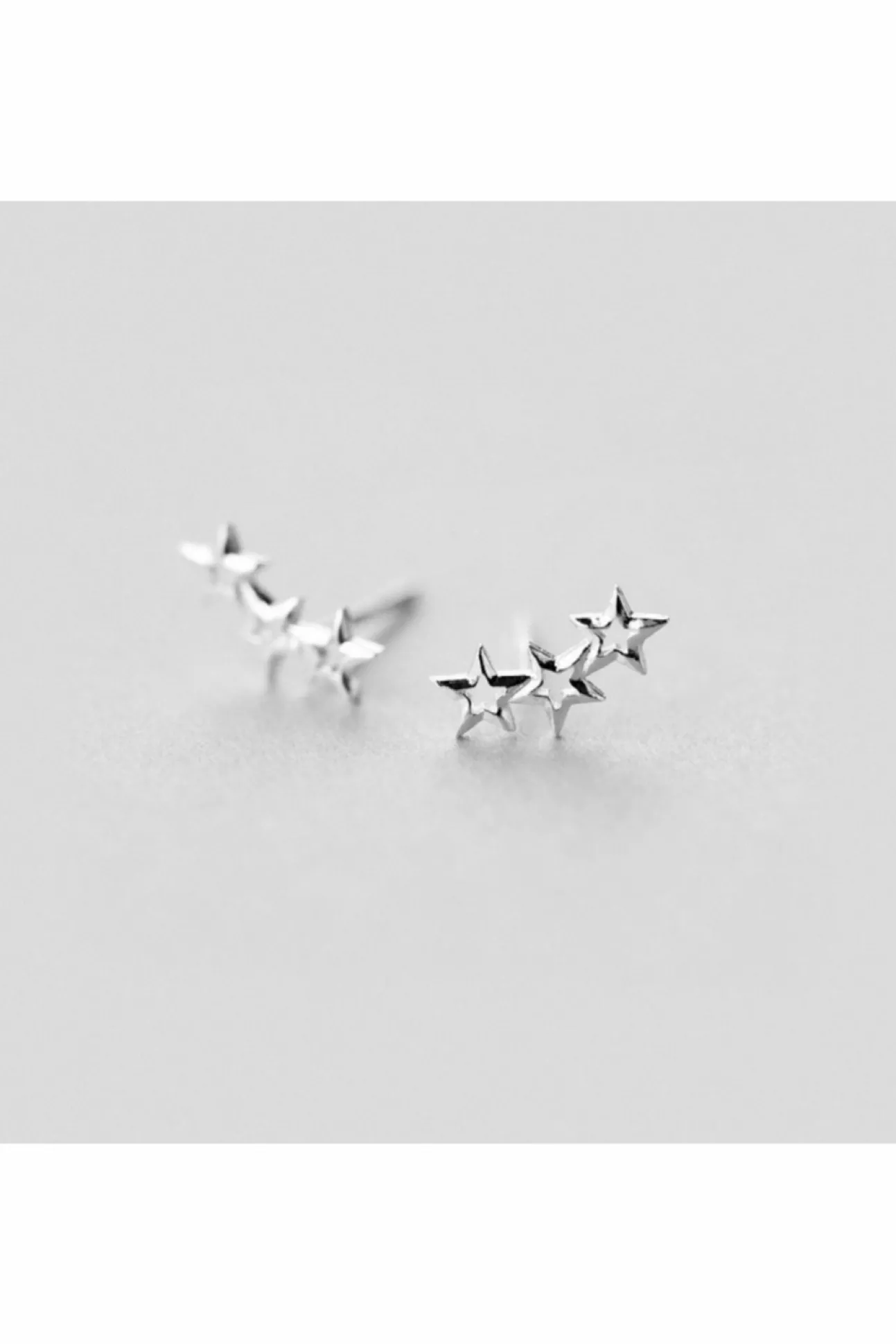 Women White Leaf 3 Star Earring In Sterling
