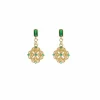 Women White Leaf Filigree Earring In Green Cubic Zirconia