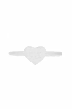 Women White Leaf Heart Ring In Matt
