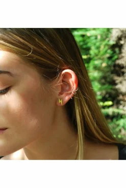 Women White Leaf Lightning Strike Earring In