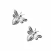 Women White Leaf Little Bee Earring In Satin