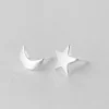 Women White Leaf Moon & Star Earring In Matt Sterling
