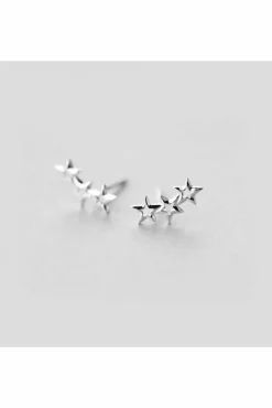 Women White Leaf Shooting Stars Earring In Sterling