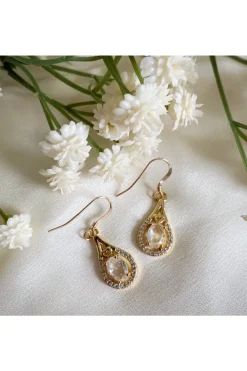 Women Wisteria London Esmeralda Clear Teardrop Earrings
