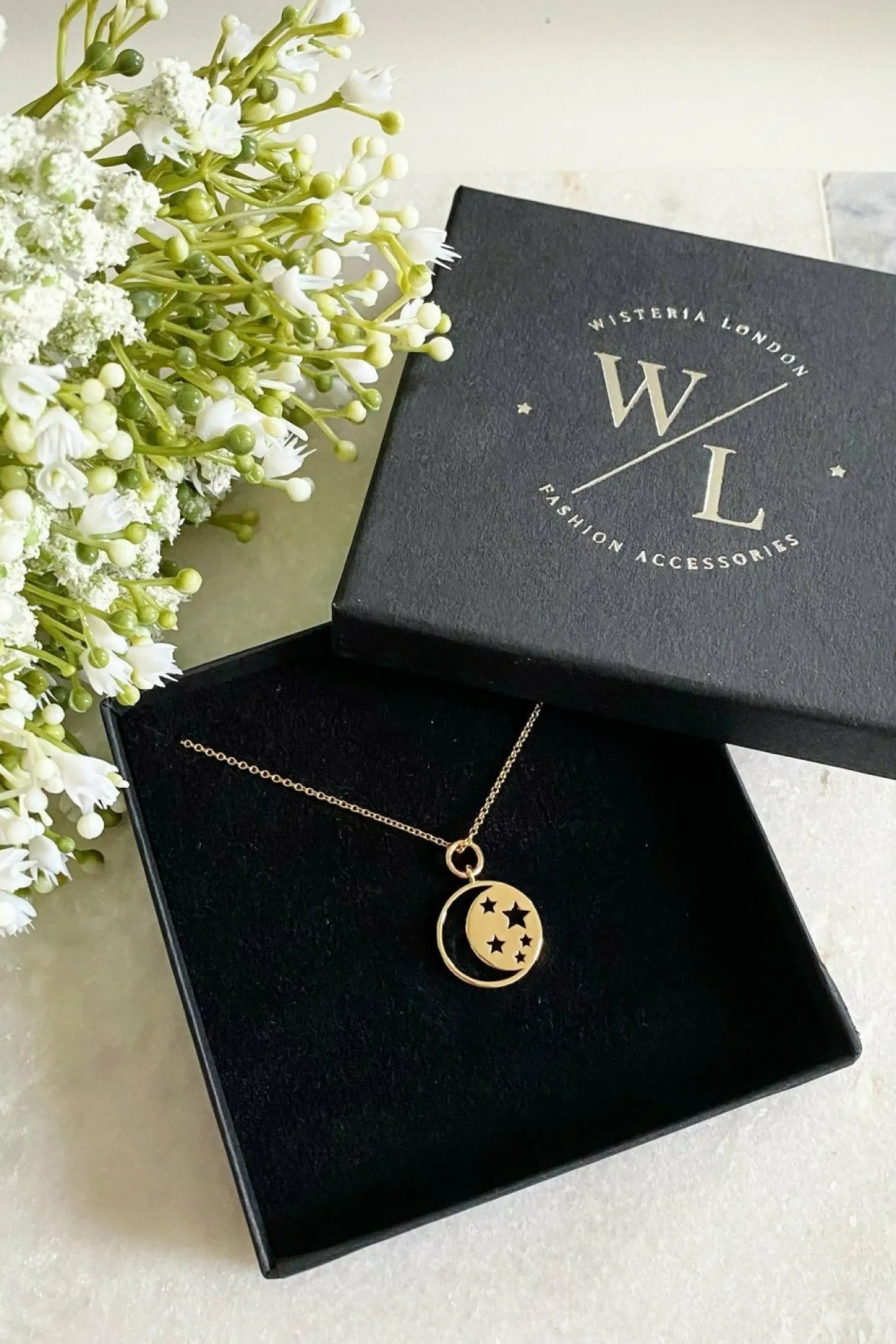 Women Wisteria London Este Moon And Star Necklace