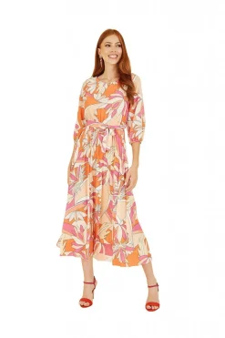 Women Yumi Abstract Print Pleated Midi Dress