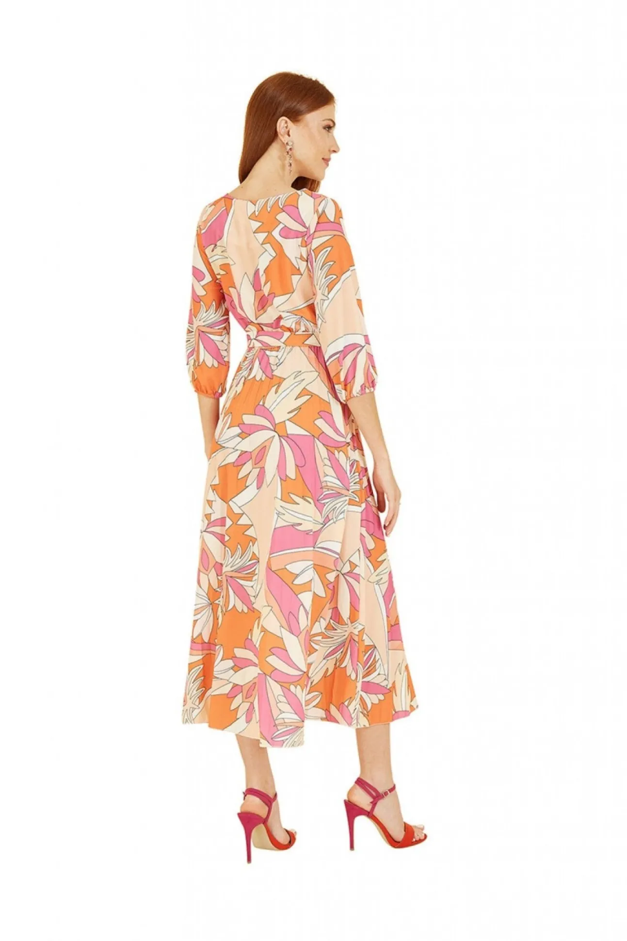 Women Yumi Abstract Print Pleated Midi Dress