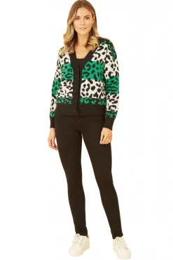 Women Yumi Animal Stripe Intarsia Knitted Cardigan