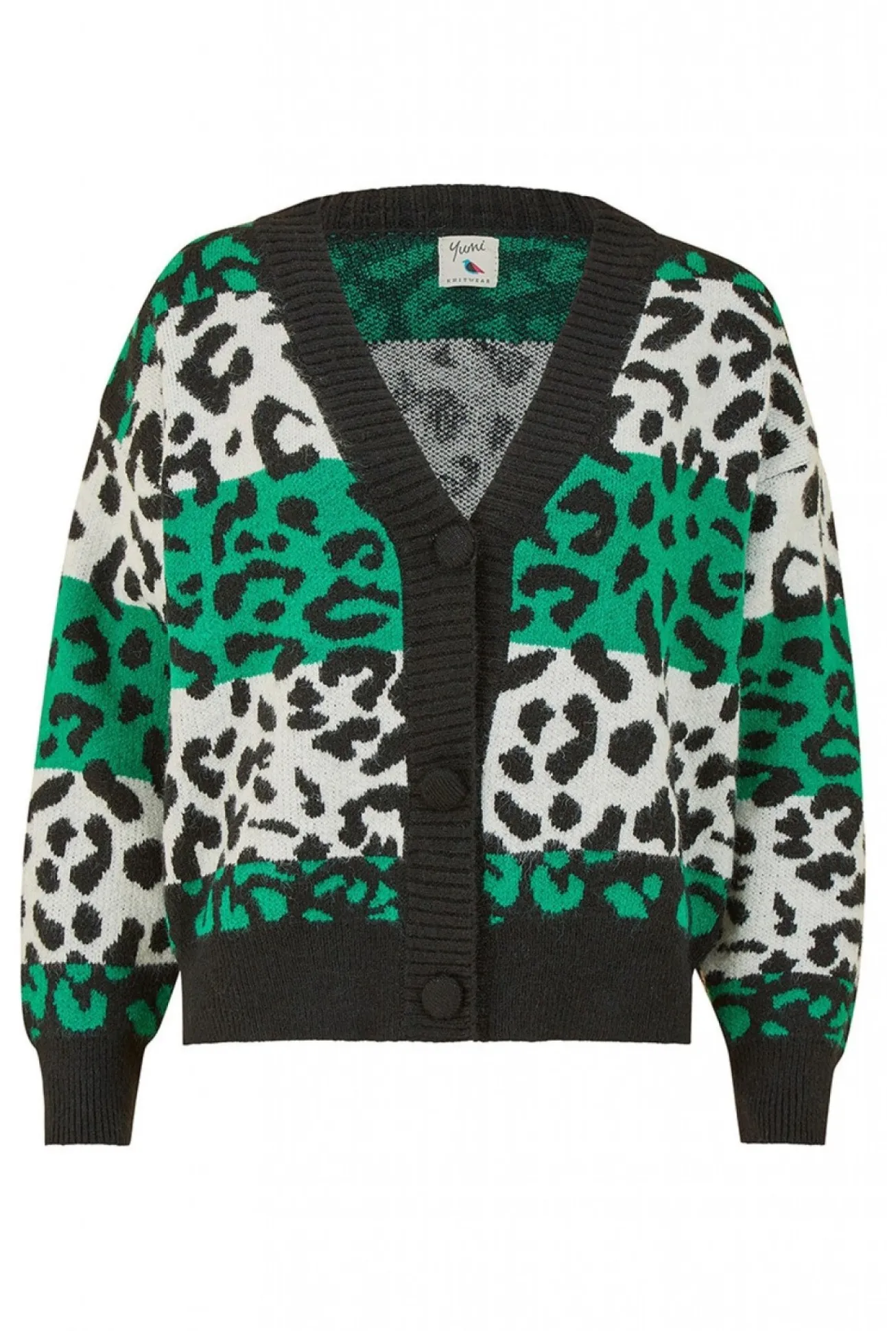 Women Yumi Animal Stripe Intarsia Knitted Cardigan