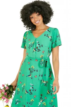 Women Yumi Bird Print Skater Dress
