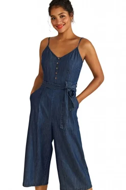 Women Yumi Button Detail Denim Jumpsuit