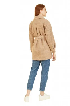 Women Yumi Button Down Shacket With Tie Belt