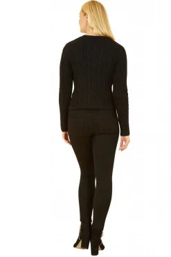 Women Yumi Cable Knit Cropped Button Up Cardigan