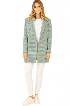 Women Yumi Check Long Line Blazer