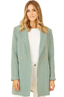 Women Yumi Check Long Line Blazer