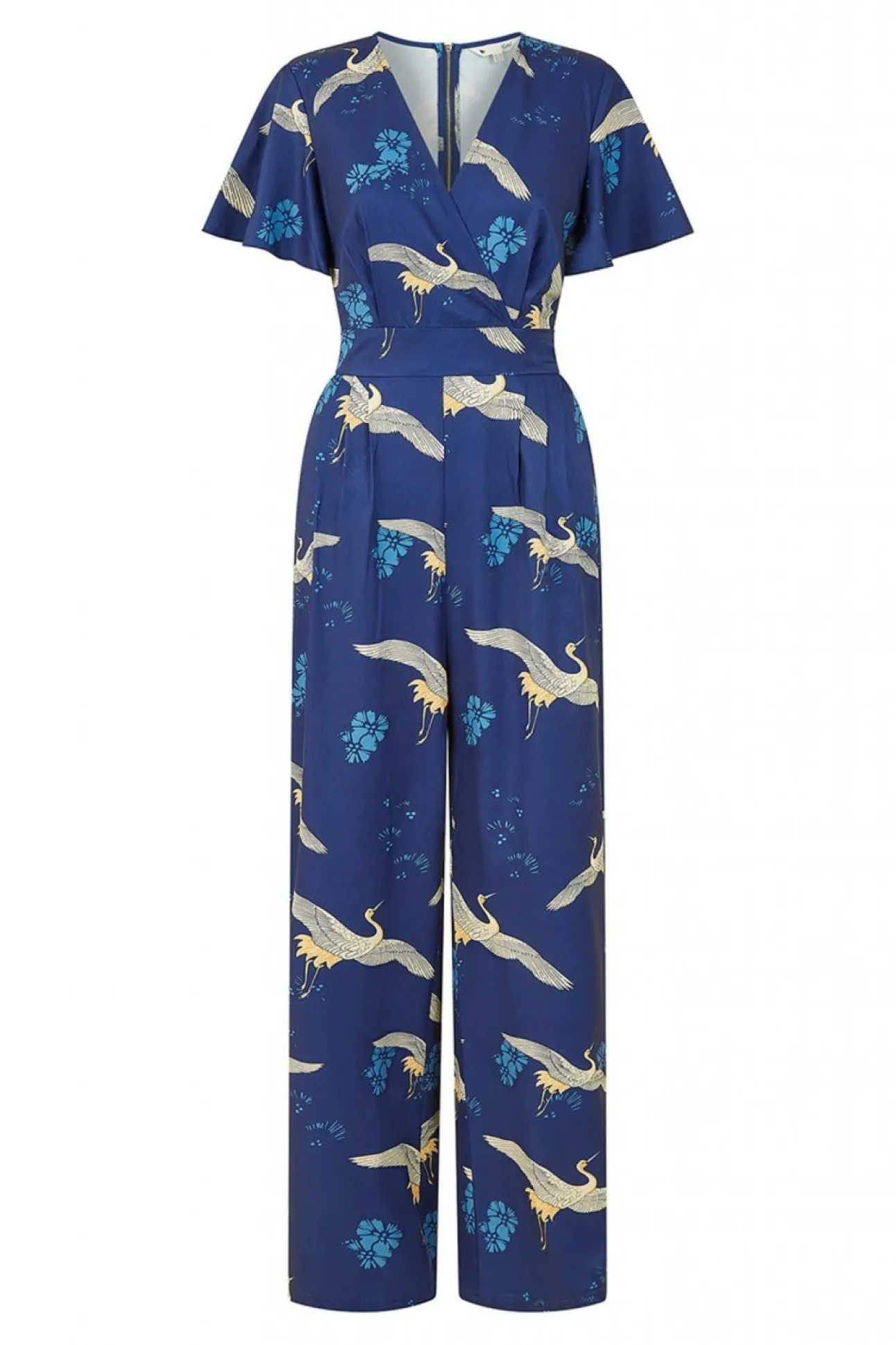 Women Yumi Crane Print Angel Sleeve Jumpsuit