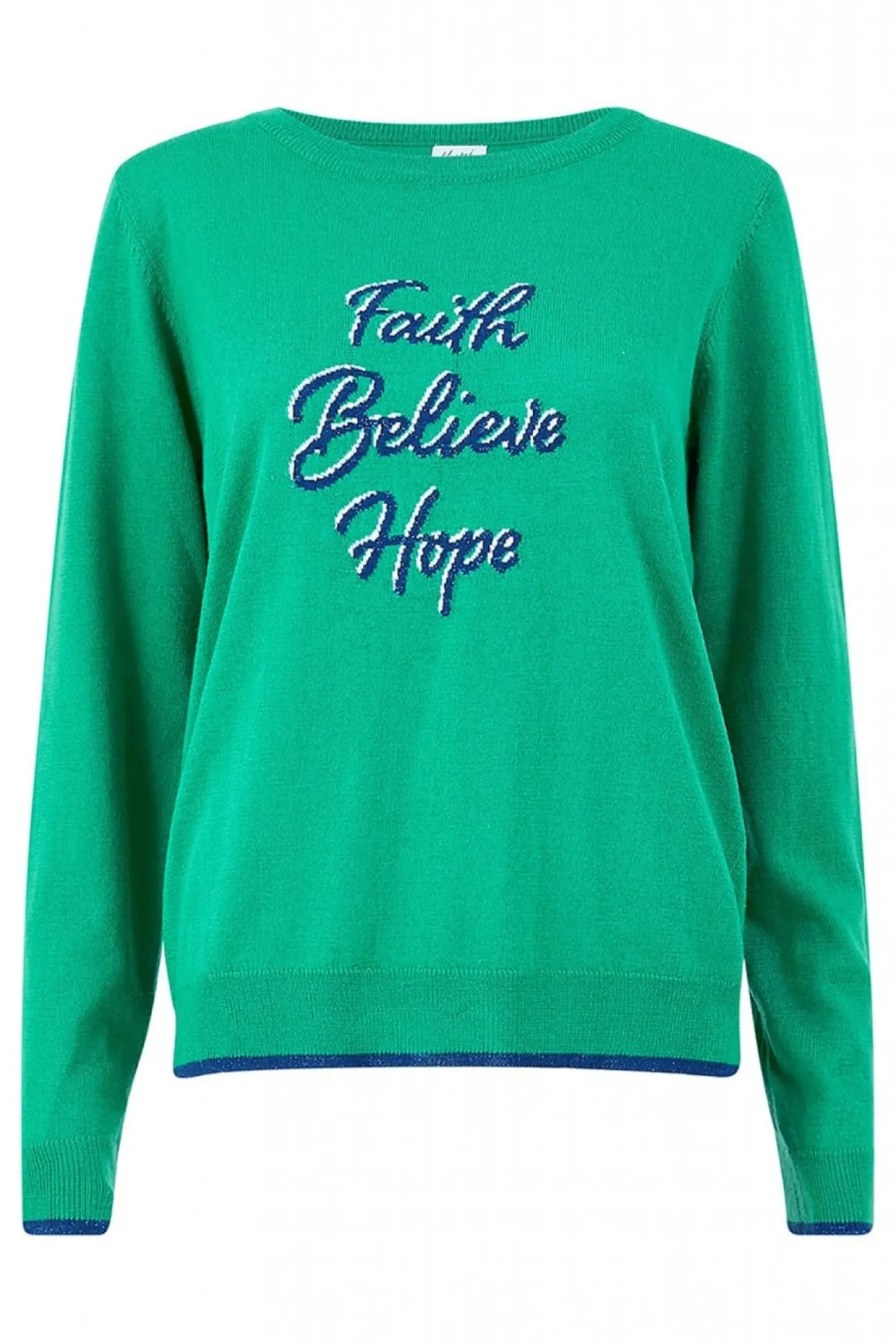 Women Yumi Faith Believe Hope Slogan Knitted Jumper