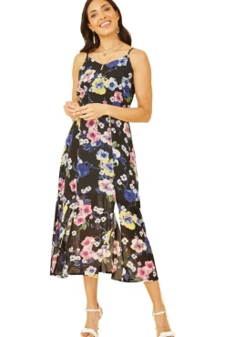 Women Yumi Floral Strappy Midi Dress With Split Hem