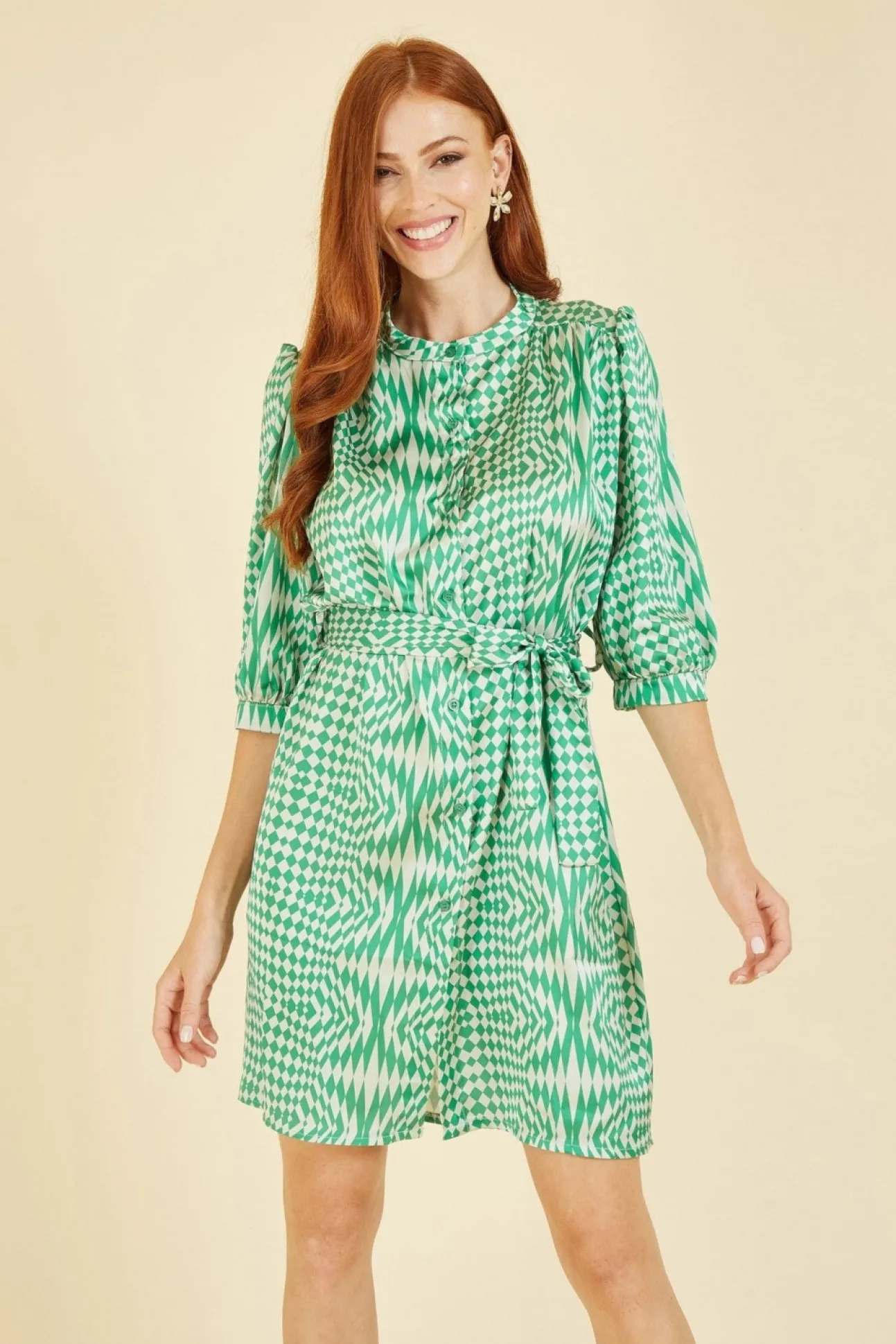 Women Yumi Geo Print Shirt Dress
