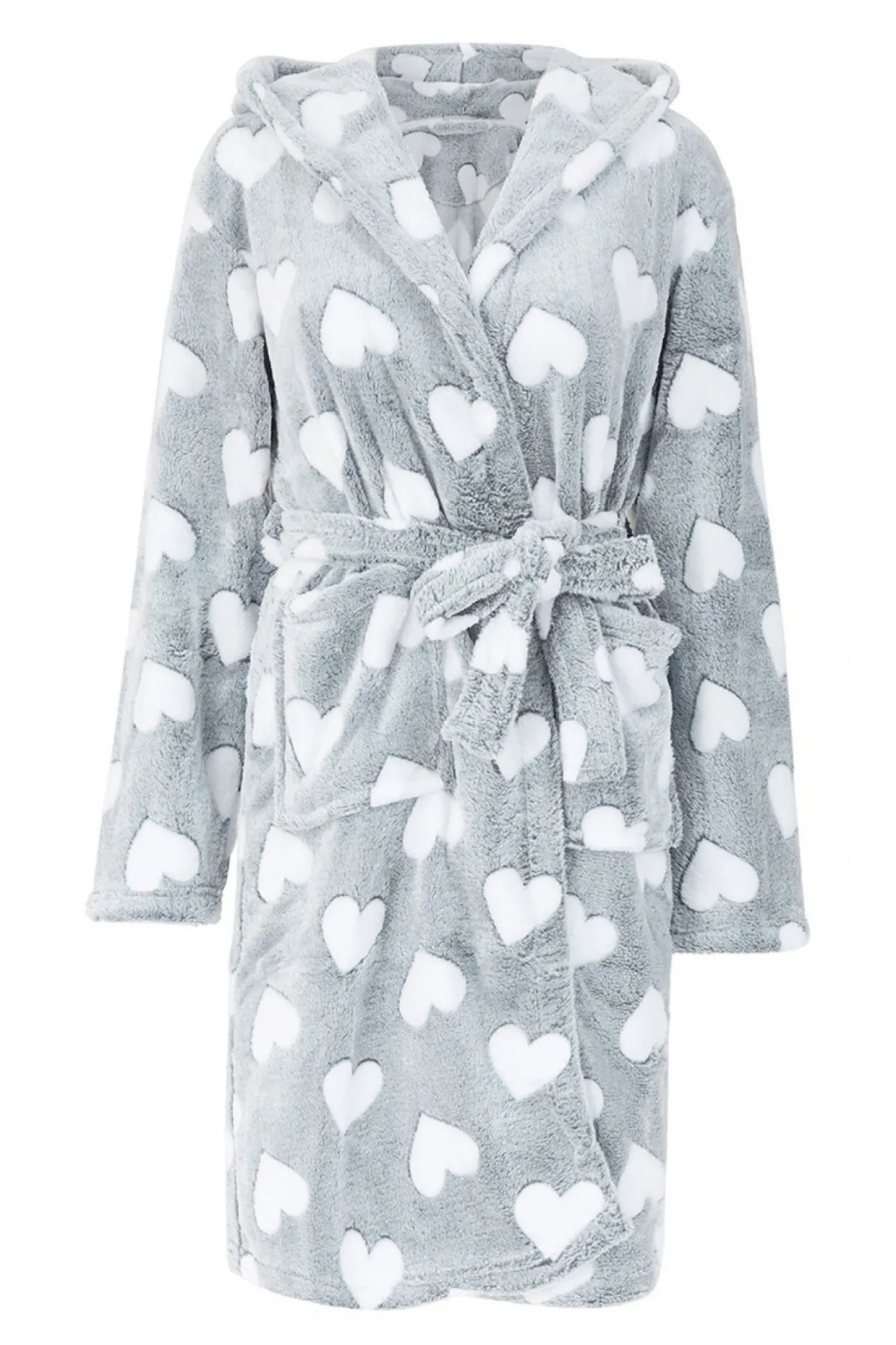 Women Yumi Heart Luxury Fleece Hooded Robe